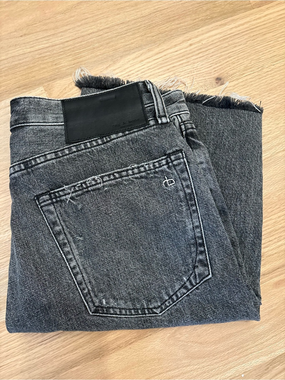 rag & bone Women's Washed Black Jean Shorts with Frayed Hem